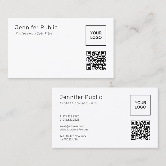 QR-Code-Vorlage Laden Sie Ihr eigenes Firmenlogo h Visitenkarte (Vorne/Hinten)