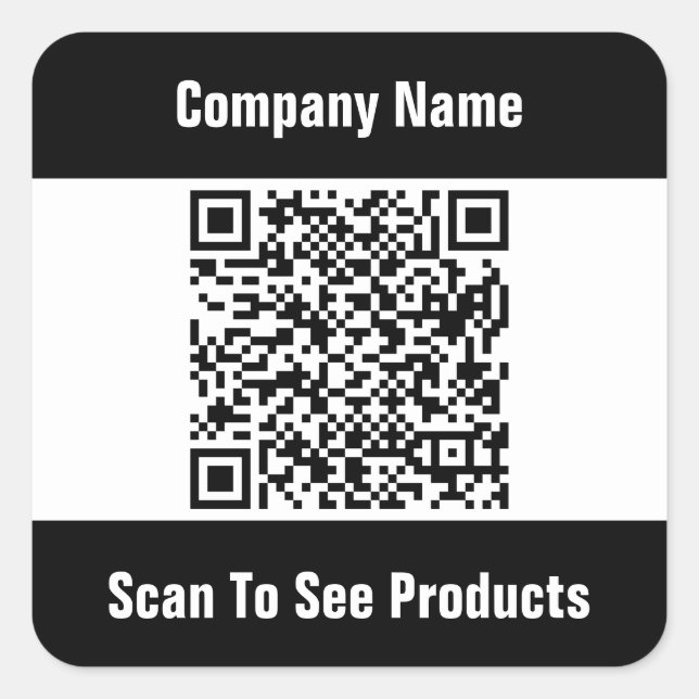 QR-Code-Vorlage Schwarzes und Weiß-Business Quadratischer Aufkleber (Vorderseite)