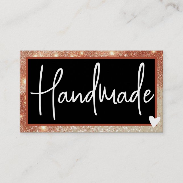 QR-Code-Vorlage Stilvolles goldbraunes Rahmenherz Visitenkarte (Vorderseite)