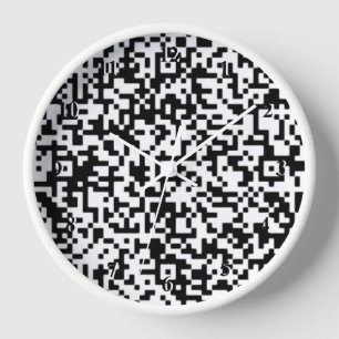 QR Code Wall Clock Modernes Design Schwarz/Weiß Uhr
