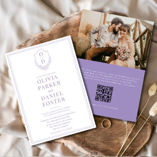 QR Code Wappen Lilac Lila Foto Hochzeit Einladung