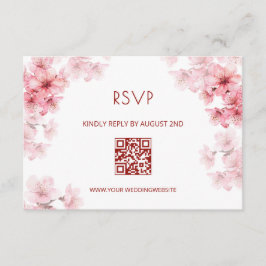 QR-Code | Wasserfarbe Kirschblüten RSVP Begleitkarte