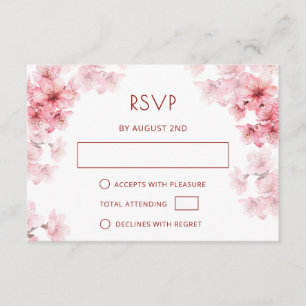 QR-Code   Wasserfarbe Kirschblüten RSVP Begleitkarte
