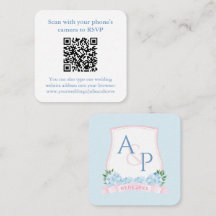 QR Code Wasserfarbe Rosa blaue Hochzeit RSVP