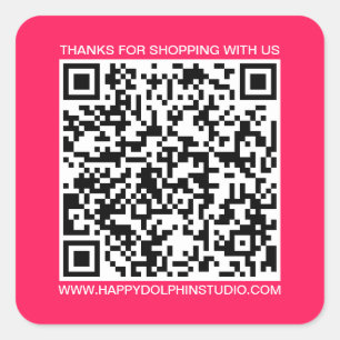 QR-Code Website für kleine Unternehmen Diva Pink Quadratischer Aufkleber