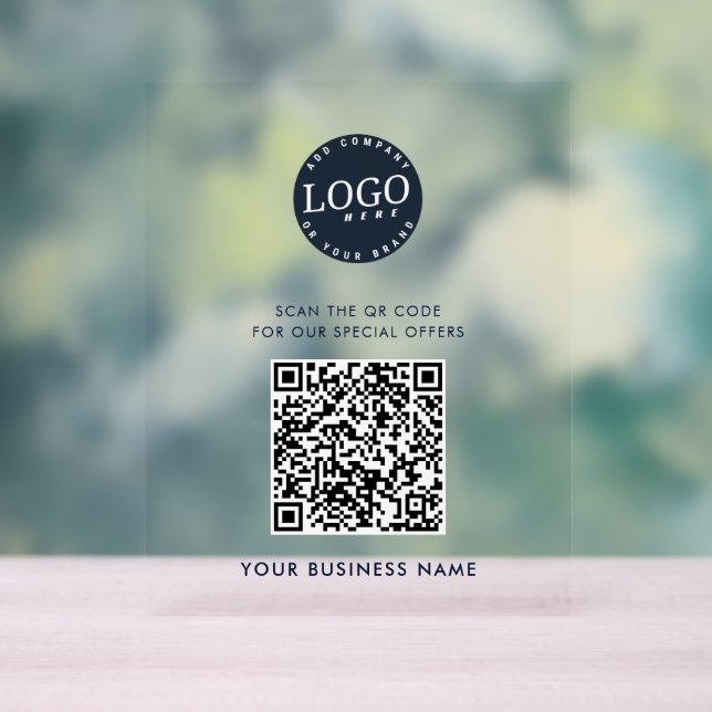 QR-Code Website hinzufügen Business-Logo einfach Acrylschild (Neutral)