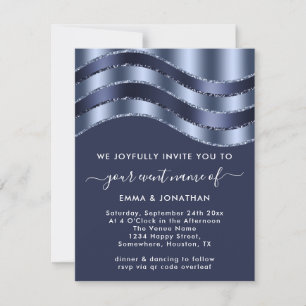 QR Code Wedding Brautparty Blue Navy Glitzer
