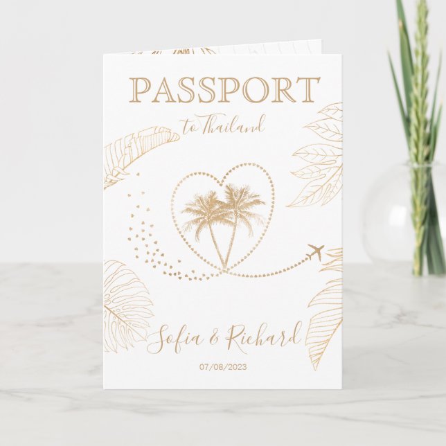 QR Code Wedding Destination Passport Weltkarte Einladung (Vorderseite)