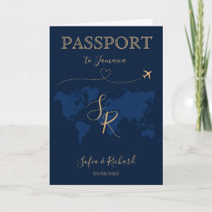 QR Code Wedding Destination Passport Weltkarte IV Einladung