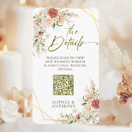 QR Code Wedding Details Boho Gold Foliage Begleitkarte