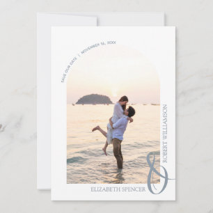 QR Code Wedding Foto Dusty Blue Save The Date