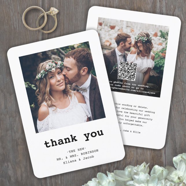 QR Code Wedding Foto Webseite Einfache Schreibmasc Dankeskarte (Von Creator hochgeladen)