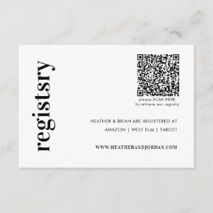 QR Code Wedding Gift Registry Begleitkarte