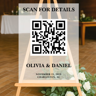 QR Code Wedding Info Mattiert Acrylschild