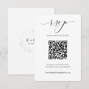QR Code Wedding Modern Luxury Elegantes Script UAW RSVP Karte