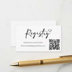 QR Code Wedding Registry Moderne einfache Kalligra Begleitkarte