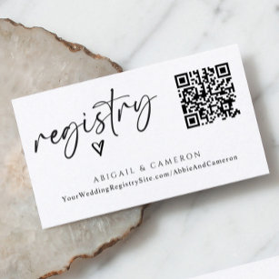 QR Code Wedding Registry Modernes einfaches Handwr Begleitkarte