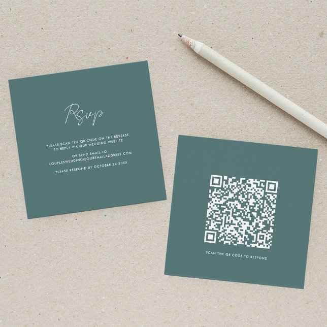 QR Code Wedding RSVP Elegante Einschlusskarte (QR Code Wedding RSVP Elegant Enclosure Card)