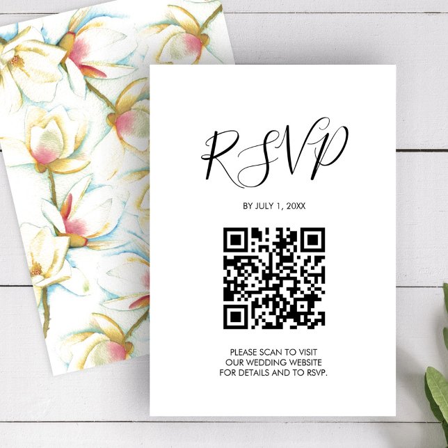 QR Code Wedding RSVP Floral Enclosure Card Karte (QR code Wedding RSVP Floral Enclosure Card )