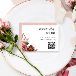 QR Code Wedding RSVP Online Burgundy, Blush Pink Begleitkarte