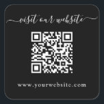 QR Code Wedding Website Black Quadratischer Aufkleber<br><div class="desc">Einfach minimalistischer QR Code Hochzeitswebsite schwarz viereckige Aufkleber. Passen Sie Ihre Website an. Ideal für Hochzeitswebseiten wie Online-uAwg und Hochzeitsdetails.</div>