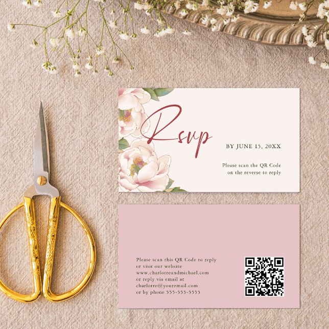 QR Code & Wedding Website Blush Pink UAWG Begleitkarte (Von Creator hochgeladen)