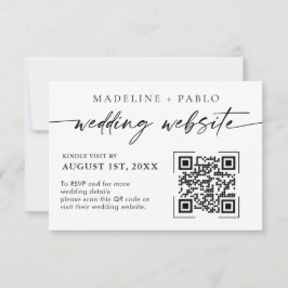 QR Code Wedding Website Card Mimalist Skript RSVP Karte