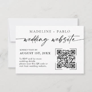QR Code Wedding Website Card Mimalist Skript RSVP Karte