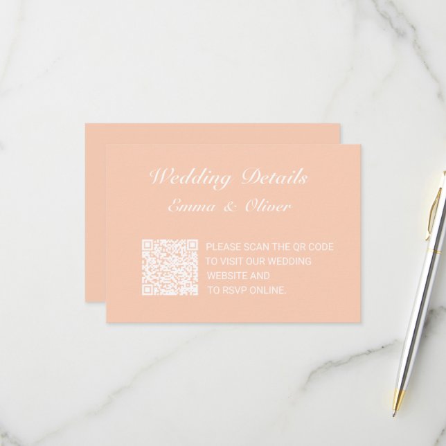 QR Code Wedding Website Details Umschließungskarte RSVP Karte (Vorderseite/Rückseite Beispiel)