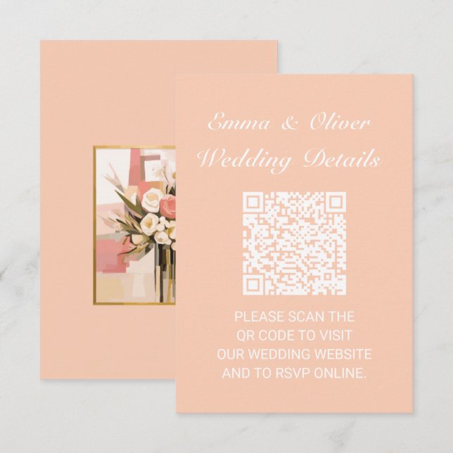 QR Code Wedding Website Details Umschließungskarte RSVP Karte (Vorne/Hinten)