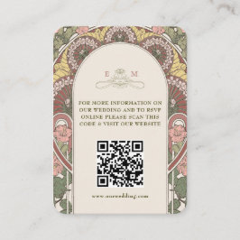 QR Code Wedding Website Info Jugendstil-Enthüllung Begleitkarte
