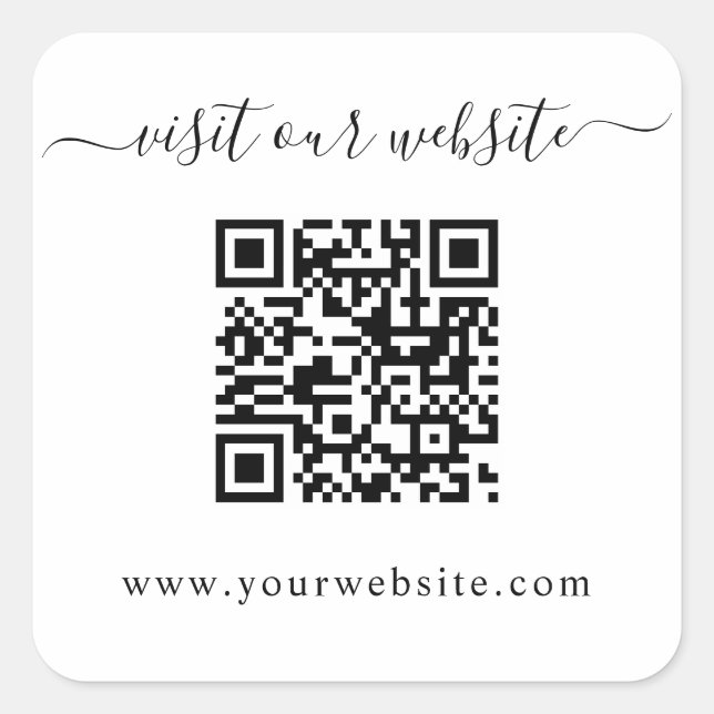 QR Code Wedding Website Quadratischer Aufkleber (Vorderseite)