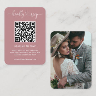 QR Code Wedding Website UAWG Dusty Rose Foto Begleitkarte