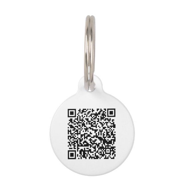 QR Code Weiß schwarz benutzerdefinierte Kontakt In Haustiermarke (Vorderseite)