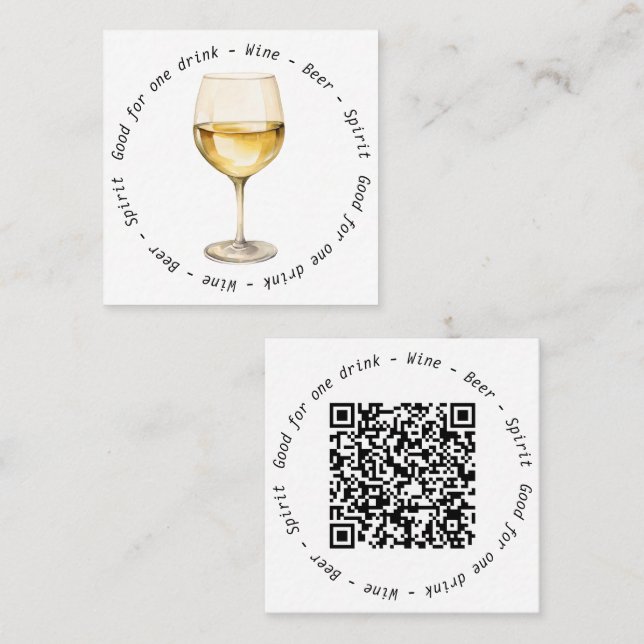 QR-Code Weißer Wein Gutschein Quadratische Visitenkarte (Vorne/Hinten)