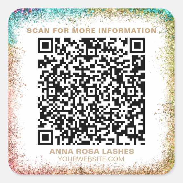 *~* QR Code Wellness-Center Expo RAINBOW FRAME Sho Quadratischer Aufkleber (Vorderseite)