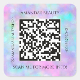 QR-Code Werbe-Name Kontakt Holografisch Quadratischer Aufkleber
