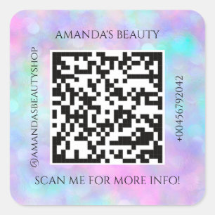 QR-Code Werbe-Name Kontakt Holografisch Quadratischer Aufkleber