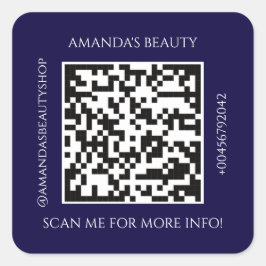 QR-Code Werbe-Name Kontakt Lila Quadratischer Aufkleber