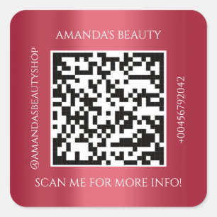 QR-Code Werbe-Name Kontakt Roter Wein Quadratischer Aufkleber