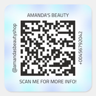 QR Code Werbe-Name Kontakt Web Blue Navy Quadratischer Aufkleber