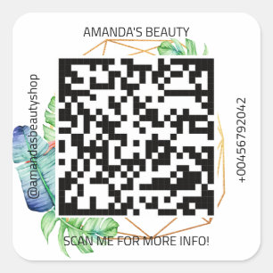 QR Code Werbe-Name Kontakt Web Tribal Gold Quadratischer Aufkleber
