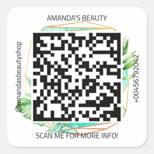 QR-Code Werbe-Name Kontakt Web Tropical Gold Quadratischer Aufkleber