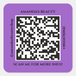 QR-Code Werbe-Name Web-Aufkleber für Lila Platz Quadratischer Aufkleber