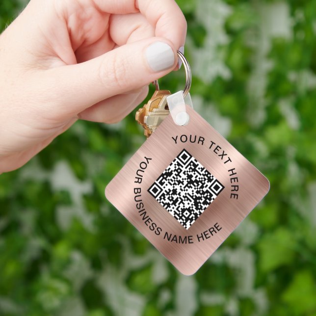 QR-Code Werbe-Rose Gold Schlüsselanhänger (Hand)