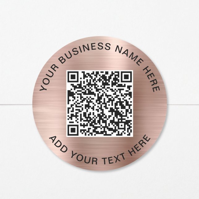 QR-Code Werbe-Roségold Runder Aufkleber (QR Code Promotional Rose Gold Classic Round Sticker)