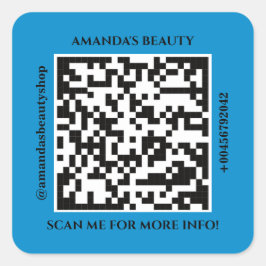 QR-Code Werbename Web Blue Square Aufkleber