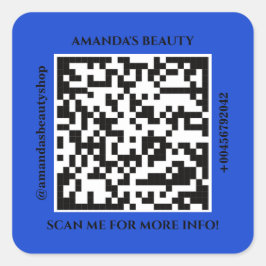 QR-Code Werbename Web Blue Square Aufkleber