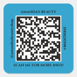 QR-Code Werbename Web Blue Square Aufkleber