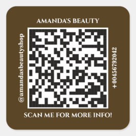 QR-Code Werbename Web Brown Square Aufkleber